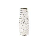 Vase décoratif en céramique blanche et dorée Ø 14,5x39,5 cm