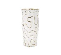 Vase décoratif en céramique blanche et dorée Ø 16x32,5 cm