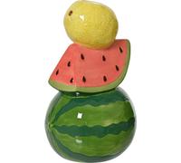 Vase décoratif en céramique design pastèque-citron, hauteur 21cm, Décoration intérieure colorée