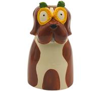Vase décoratif en céramique pour Chien avec Lunettes de Soleil Marron 10 x 10 x 20 cm