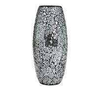 Vase décoratif en mosaïque Noir Fait à la Main avec Paillettes en Verre Scintillant Cadeau (Noir)
