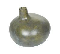 Vase Décoratif en Terre Cuite Gris et Doré Finition Laquée 18 cm Fait Main pour