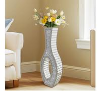 Vase Décoratif en Verre - Grand Vase à Poser au Sol 13x12.5x76.5cm Vase Éclatant avec Strass, Décoration Salon Chambre Marriage