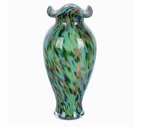 Vase décoratif en verre vert soufflé à la main, vase en verre vert unique, décoration d'intérieur moderne, parfait comme centre de table pour le salon, les tables à manger, l'affichage sur les meubles