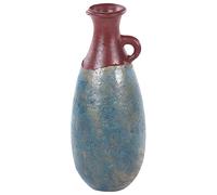 Vase Décoratif Fait Main avec Effet Vieilli en Terre Cuite Bleu et Marron Velia