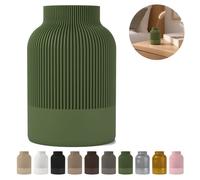 Vase décoratif Japandi 9 6 cm strié en PLA - Vert olive