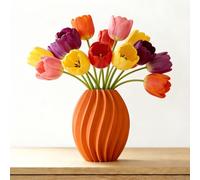 Vase décoratif moderne avec texture plissée ondulée - Design minimaliste élégant pour fleurs fraîches, branches, plantes artificielles, idéal pour ameublement maison/studio/bureau, pièce maîtresse