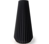 Vase décoratif moderne de 25 cm de haut - Noir - PLA imprimé 3D - Pour décoration de table, herbe de la pampa, fleurs séchées - Facile à nettoyer - Design intemporel - Pour table à manger et bureau -