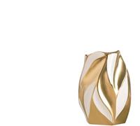 Vase décoratif moderne en céramique avec finition or à feuilles tressées - deux couleurs élégantes, deux tailles : 10 x 10 x 16 cm et 12,5 x 12,5 x 26,5 cm (blanc doré, 10 x 10 x 16)