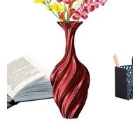 Vase décoratif moderne, support de fleurs compact imprimé 3D, vase de table de 25 x 7,5 cm avec structure, récipient décoratif portable en PLA, style minimaliste et élégant, utilisation à la maison