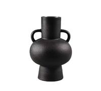 Vase Décoratif Noir en Porcelaine 17.5 cm Amphore Minimaliste à Petites Anses Label