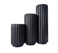 Vase Décoratif Plastique Imitation Rotin Style Minimaliste(Black set) | Style minimaliste pour puriste, imitation rotin texturée, , pour facile à nettoyer, intérieur moderne