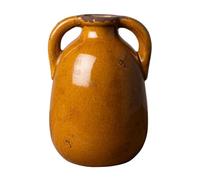 Vase Décoratif, Poterie en Grès, Double Anses, Style Bohème, Caramel, 12 cm Hauteur,