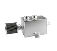 Vase d'expansion liquide,Bouteille à débordement l Réservoir de récupération d'huile universel en aluminium pour voiture, 1 L/2 L, 10 AN, avec reniflard et robinet de vidange, forme carrée(1L Silver)