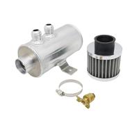 Vase d'expansion liquide Réservoir récupérateur d'huile universel avec filtre reniflard, aluminium 10 AN, rond 0,75 L, support séparateur à chicanes brossé Vase D'expansion(Silver)