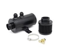 Vase d'expansion liquide Réservoir récupérateur d'huile universel avec filtre reniflard, aluminium 10 AN, rond 0,75 L, support séparateur à chicanes brossé Réservoir Récupération Liquide Moteur(Black)
