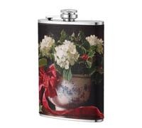 Vase d'hortensia vintage avec nœud de Noël, flasque de poche de 236,8 g, drapeaux en acier inoxydable pour papa, témoin d'honneur, mariage, voyage, camping