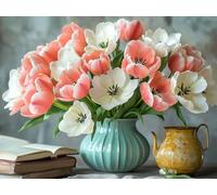 Vase Diamond Painting Adulte, 5D Diamond Painting Fleur Broderie Diamant Kit Complet, DIY Diamant Artisanat Strass Point de Croix Cristal Peinture pour Decoration Maison, Cadeau, 30x40cm, Model 953