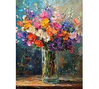 Vase Diamond Painting Adulte, Diamond Painting Fleur Broderie Diamant Kit Complet, DIY Cristal Point de Croix Puzzle Tableau Perle Enfant Débutant pour Salon Murale Décoration Cadeaux 40x55cm w2-10X
