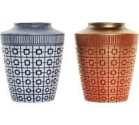 Vase DKD Home Decor 8424001822065 Bleu Rouge Résine Or Oriental 17 x 17 x 20 cm (2 pièces)