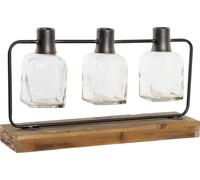 Vase dkd home decor noir naturel métal verre bois de paulonia 49 x 11 x 27 cm (3 pièces)