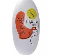 Vase DKD Home Decor visage résine blanche multicolore (20,5 x 20,5 x 38 cm)