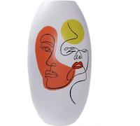Vase DKD Home Decor visage résine blanche multicolore (20,5 x 20,5 x 38 cm)