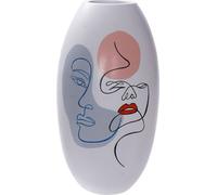 Vase DKD Home Decor visage résine blanche multicolore (20,5 x 20,5 x 38 cm)