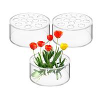 Vase en Acrylique, Vase À Fleurs Transparent Rond, Vase pour Arrangeur Fleurs Acrylique, Vase D'arrangement De Fleurs pour Centres De Table, Décoration D'intérieur, Mariage