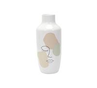 Vase en céramique blanc avec visage abstrait (H29 cm) - -