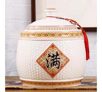 Vase en céramique Blanche 1 21 * 24cm/8" en Forme de Pot à Gingembre pour la décoration intérieure, Vase en céramique de Style Chinoiserie avec Couvercle pour Le Stockage des céréales à la mai