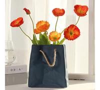 Vase en céramique bleu en forme de sac à main - Vase décoratif d'art moderne pour arrangement floral, centre de table, décoration d'intérieur