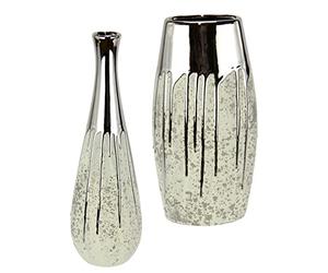 Vase en céramique bombé - Fleurs Simples - Vase cylindrique - Blanc Mat Brillant - Vase de Sol Moderne - pour décoration de Table - Décoration de Table - Fleurs séchées - Herbe de la Pampa - 24 cm