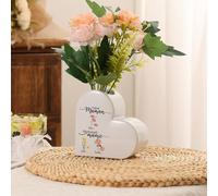 Vase en Céramique de Cœur Personnalisé avec Nom & Fleur de Naissance Signe du Zodiaque Petit Vase Blanc Décoratif Cadeau Unique pour Maman Mamie Femme Amie (Style D)