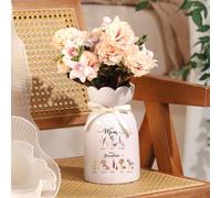 Vase en Céramique de Cœur Personnalisé avec Nom & Fleur de Naissance Signe du Zodiaque Petit Vase Blanc Décoratif Cadeau Unique pour Maman Mamie Femme Amie(Style A) (#6)