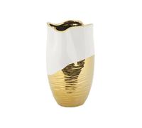 Vase en céramique doré et blanc Ø 20x35 cm