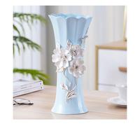 Vase en céramique for Fleurs, Style européen, pétales Faits Main, Vase décoratif for Centre de Table, décoration de Mariage, Maison(Blauw)