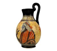 Vase en céramique grecque noir - Peinture de poterie - Dieu du roi Zeus - 16 cm