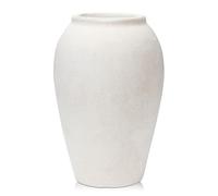 Vase en céramique - Hauteur : 25 cm - Fabriqué à la main - Style vintage - En terre cuite - Pour décoration de salon, maison, bureau - Pour herbe de la pampa, décoration rustique et antique - Crème