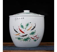 Vase en céramique hermétique pour Riz et Gingembre, idéal pour la décoration intérieure ; Vase de Rangement en céramique de Style Chinois avec Couvercle pour Distributeur de Grains (D 15 kg)