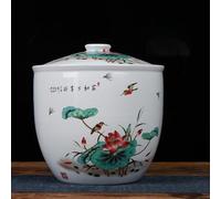 Vase en céramique hermétique pour Riz et Gingembre, idéal pour la décoration intérieure ; Vase de Rangement en céramique de Style Chinois avec Couvercle pour Distributeur de Grains (15 kg)