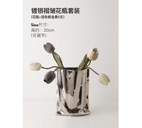 Vase En Céramique Léger Design De Luxe Argenté Sac En Papier Salon Composition Florale Décoration De La Maison Table Fleur Décoration-Sac En Papier Vase Argent + Longue Perche Tulipe Gris 3 Pieces Noi
