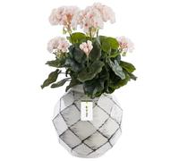 Vase en céramique - Motif tridimensionnel moderne et élégant - Blanc et noir - Diamètre : 11 cm - Hauteur : 22 cm - Décoration élégante - Vase spacieux pour vos fleurs, inspirations florales, bouquets
