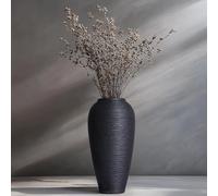 Vase en céramique rustique, vase noir de style ferme de 34 cm, grands vases vintage, vases décoratifs en terre cuite moderne pour décoration intérieure, salon, entrée, centres de table, cuisine
