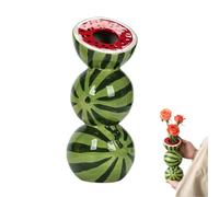 Vase en céramique vibrant Stack Fruit Design Vase fantaisiste à citron pour fleurs Vase rond en céramique avec petite ouverture de cou décorative pour décoration intérieure girly colorée,Watermelon