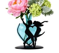Vase en - Composition florale de table en forme de cœur - Vase floral avec base pour couple - Pour jardin, table de salon, mariage, maison, salle de séjour