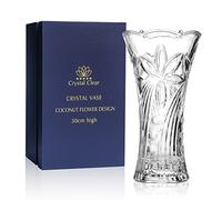 Vase en cristal, 30 cm de haut, pour fleurs et décoration, motif fleur de coco, amour éternel pour la maison, beau, brillant, adorable, convient pour toutes les occasions, parfait comme cadeau