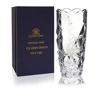Vase en cristal, 30 cm de haut, pour fleurs et décoration, motif grain de glace, amour éternel pour la maison, beau, brillant, adorable, convient pour toutes les occasions, parfait comme cadeau