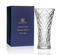 Vase en cristal, 30 cm de haut, pour fleurs et décoration, motif losange, amour éternel pour la maison, beau, brillant, adorable, convient pour toutes les occasions, parfait comme cadeau