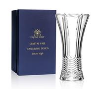 Vase en cristal de 30 cm de haut, pour fleurs et décoration, motif ondulations d'eau, amour éternel pour la maison, beau, brillant, adorable, convient pour toutes les occasions, parfait comme cadeau